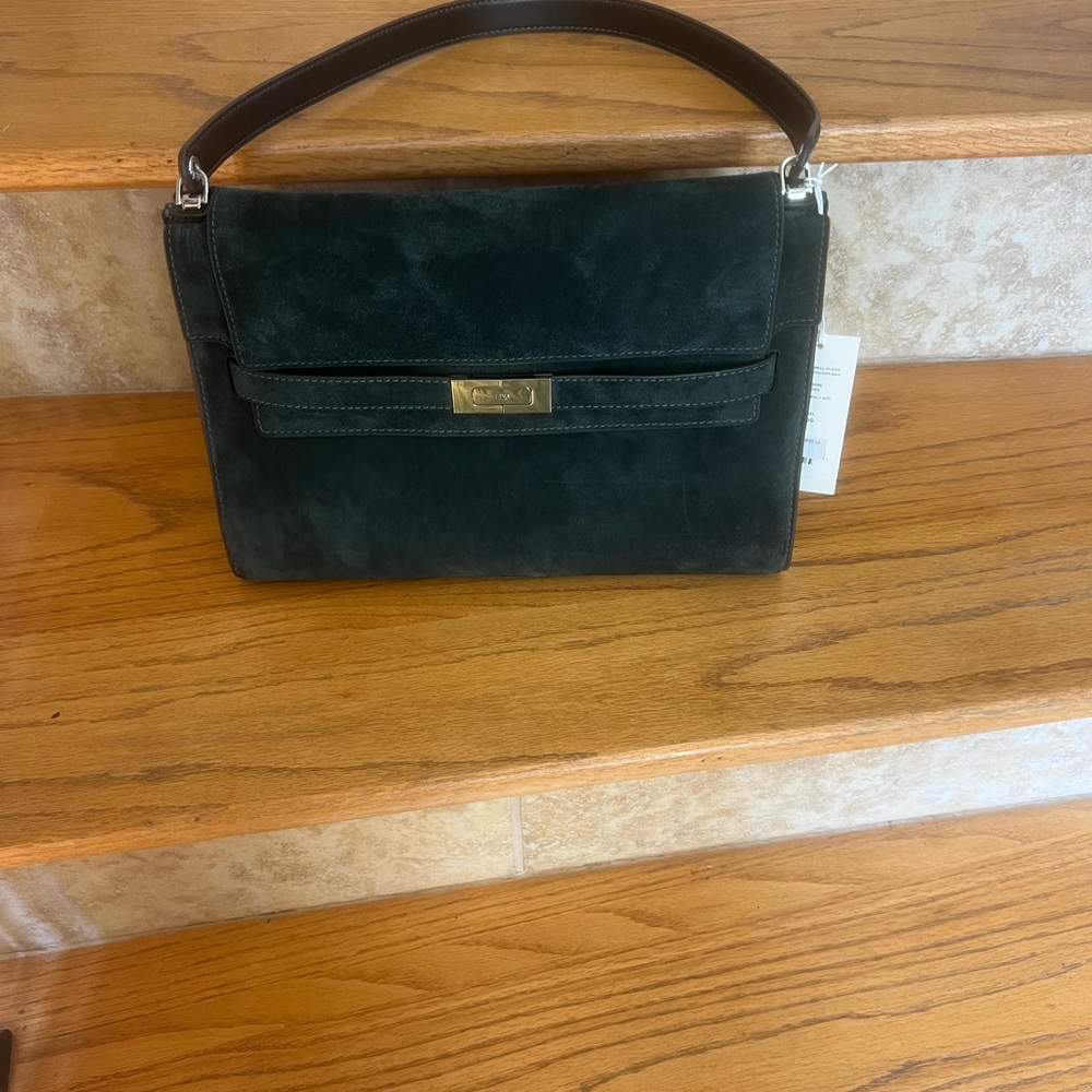 Tory Burch Lee Radziwill Suede Shoulder Bag.  gorgeous color!